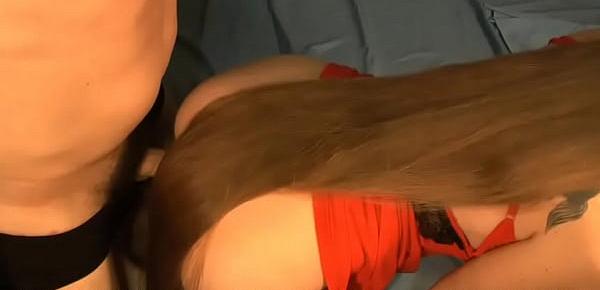  longhaired blonde milf pleasures hard cock with her floor length hair